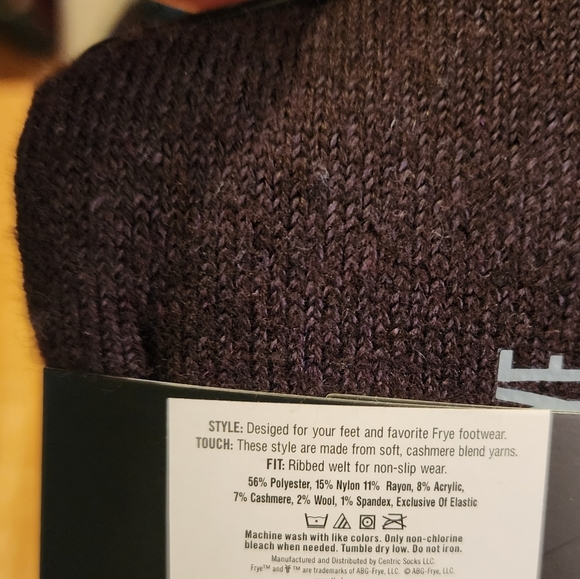 Frye Cashmere Blend 2pr Boot Socks Brown Beige Striped New - Picture 5 of 5